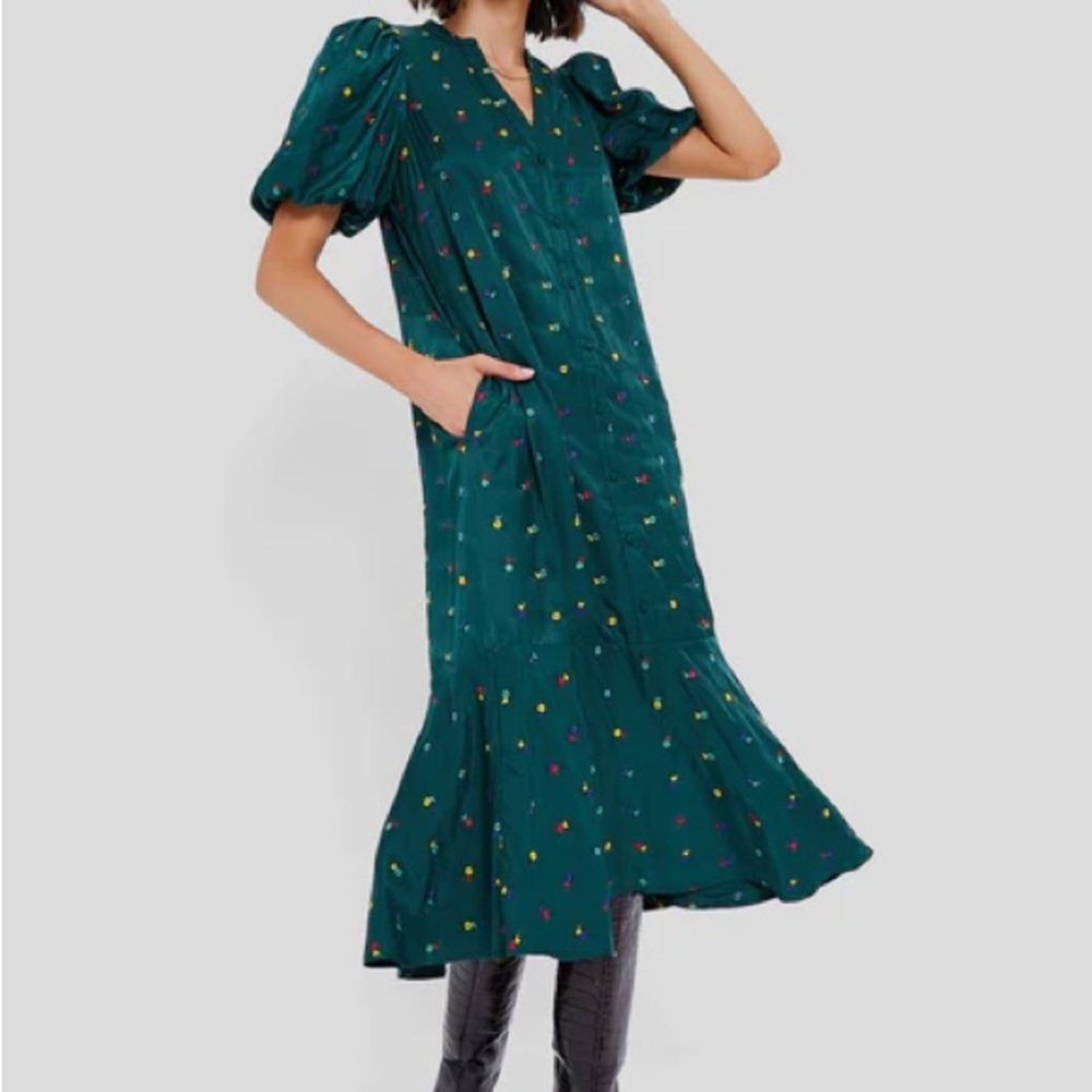 Chic Teal Floral Women's Dress - Tuckernuck Size M NWT